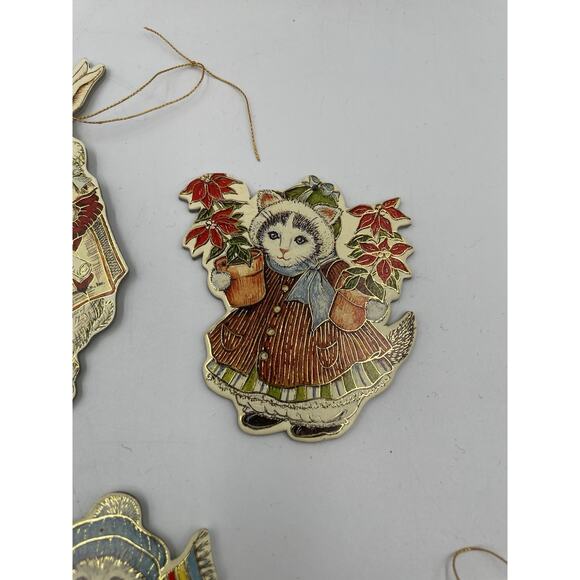 Vintage B. Shackman & Merrimack Alice In Wonderland & Kitty Ornaments Lot Of 6 - Picture 4 of 13